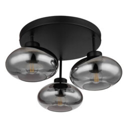 Luminosa Lighting Luminosa Shaun Shade Cluster Ceiling Light Matt Black Smoke Glass Shade 3X E27 - thumbnail 2