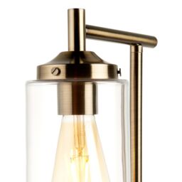 Edinburgh Cylinder Matt Black Antique Brass Effect Table Lamp - thumbnail 4