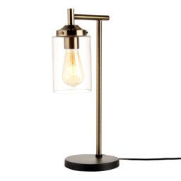 Edinburgh Cylinder Matt Black Antique Brass Effect Table Lamp - thumbnail 3
