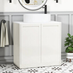 Royal Bathrooms Royal Bathroom Elmore 800mm Classic White Freestanding Bathroom Vanity Unit 2 Door Plain White Worktop With Peak Basin - thumbnail 1