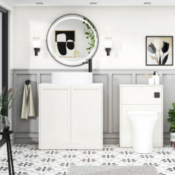 Royal Bathrooms Royal Bathroom Elmore 800mm Classic White Freestanding Bathroom Vanity Unit 2 Door Plain White Worktop With Peak Basin - thumbnail 5