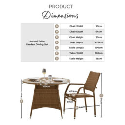 Furniturebox Antigua Rattan Round Garden Table & Chairs, 4 Seater Beige Garden Dining Set Patio Outdoor Table & Chairs  +Cover - thumbnail 6