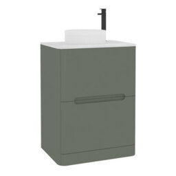 Royal Bathrooms Venice 600mm Sage Green Freestanding Bathroom Countertop Vanity Unit 2 Drawer With Round Basin - thumbnail 7
