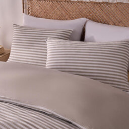 OHS Stripe Duvet Cover Hotel Bedding Set Waffle Embossed Quilt, Natural - Double - thumbnail 1