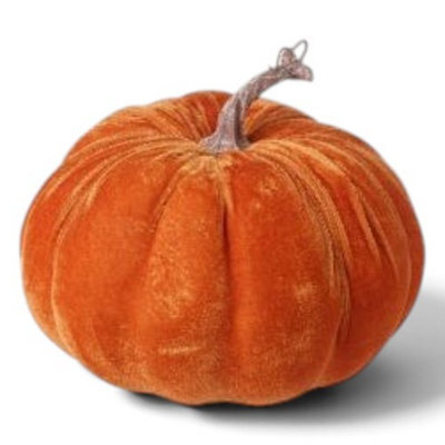 Heaven Sends Halloween Burnt Orange Velvet Pumpkin Decoration, 21 X 18.5 Cm, Indoor Rustic Accent