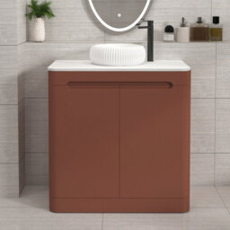 Royal Bathrooms Venice 800mm Terracotta Clay Freestanding Bathroom Countertop Vanity Unit 2 Door With Milan Basin - thumbnail 1