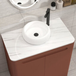 Royal Bathrooms Venice 800mm Terracotta Clay Freestanding Bathroom Countertop Vanity Unit 2 Door With Milan Basin - thumbnail 6