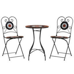Walplus Mosaic Bistro Set Terracotta And White Iron And Ceramic - thumbnail 2