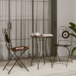 Walplus Mosaic Bistro Set Terracotta And White Iron And Ceramic - thumbnail 1