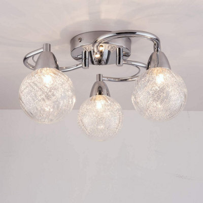 Harper Living Bolla 3Xg9 Energy Saving Led Semi Flush Ceiling Light, Swirl Arms, Polished Chrome Finish, Natural White (4000K), Bulbs Included - image 1
