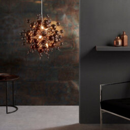 Copper Plated Ceiling Pendant With Tinted Glass Spheres Decorative Light Fitting - thumbnail 4