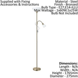 Elegant Adjustable Floor Lamp With Bronzed Shade And White Glass Bulbs - thumbnail 2
