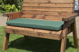 Charles Taylor Wooden Companion Straight Garden 4 Seat Chair Bench Green Cushion - thumbnail 4