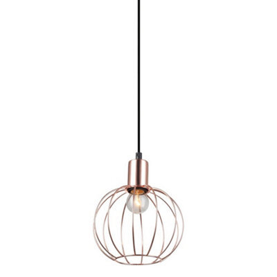 Luminosa Lighting Luminosa Industrial And Retro Hanging Pendant Black 1 Light  With Copper Shade, E27 - image 1