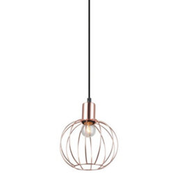 Luminosa Lighting Luminosa Industrial And Retro Hanging Pendant Black 1 Light  With Copper Shade, E27 - thumbnail 1