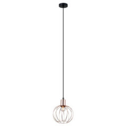 Luminosa Lighting Luminosa Industrial And Retro Hanging Pendant Black 1 Light  With Copper Shade, E27 - thumbnail 2