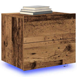 Berkfield Bedside Cabinet With Led Wall-Mounted Old Wood 50X39X41 Cm - thumbnail 3