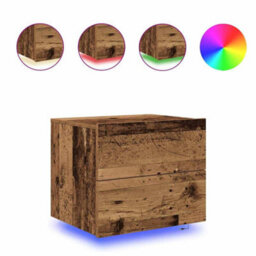 Berkfield Bedside Cabinet With Led Wall-Mounted Old Wood 50X39X41 Cm - thumbnail 4