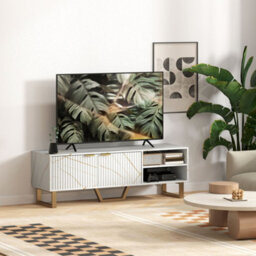Homcom Tv Unit, Tv Stand Cabinet With Shelves And Storage Cupboard, White - thumbnail 8