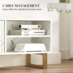 Homcom Tv Unit, Tv Stand Cabinet With Shelves And Storage Cupboard, White - thumbnail 6