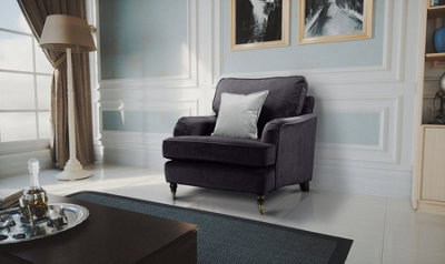 1 Seater Velvet Sofa Wood Legs Castors Accent Chair - image 1