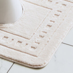Catherine Lansfield Bathroom Armoni Bath Mat And Pedestal Set Cream - thumbnail 3
