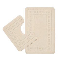 Catherine Lansfield Bathroom Armoni Bath Mat And Pedestal Set Cream - thumbnail 4