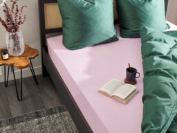 Beliani Fitted Sheet Janbu Cotton 200 X 200 Cm Pastel Pink - thumbnail 2