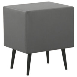 Wyld And Coco Grey Faux Leather 2-Drawer Bedside Table Nightstand - Minimalist Design, Poplar Wood Legs - thumbnail 5