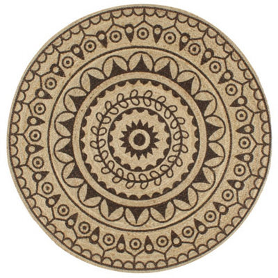 Berkfield Handmade Rug Jute With Dark Brown Print 120 Cm