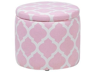 Wyld And Coco Pink Round Pouffe With Chevron Pattern And Hidden Storage, W35 X D35 X H30Cm - image 1