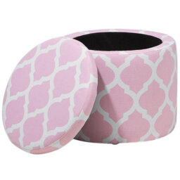 Wyld And Coco Pink Round Pouffe With Chevron Pattern And Hidden Storage, W35 X D35 X H30Cm - thumbnail 3