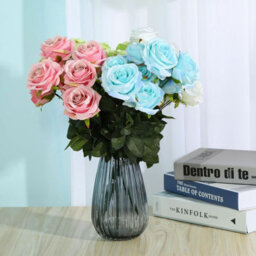 10 Heads Silk Rose Artificial Flowers Fake Bouquet Wedding Home Party Decor Uk Lemon Yellow - thumbnail 6