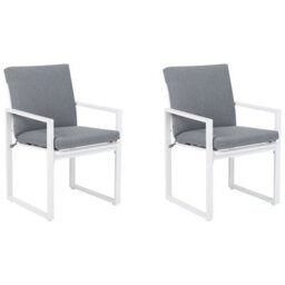 Beliani Set Of 2 Garden Chairs With Cushions Pancole Fabric Grey - thumbnail 1