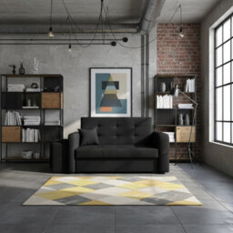 Viva Home Ii Sofa Bed With 2 Ottomans For Living Room Chipboard Polyurethane Foam Metal Legs 158Cm Wide Black Left - thumbnail 2