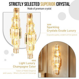 Vrygle 20X78Cm Modern Led Wall Lamp Living Room Crystal Wall Light Bedroom Bedside Wall Sconce - thumbnail 5