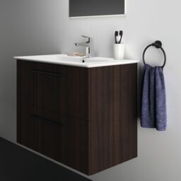 Ideal Standard I.life A Matt Coffee Brown Oak Effect Freestanding Vanity Unit & Basin Set With 2 Black Handle (W)840mm (H)853mm - thumbnail 2