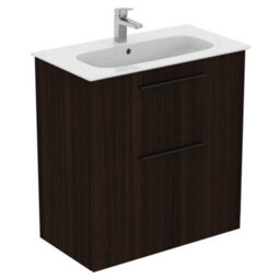 Ideal Standard I.life A Matt Coffee Brown Oak Effect Freestanding Vanity Unit & Basin Set With 2 Black Handle (W)840mm (H)853mm