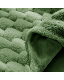 Velosso Olive Chunky Popcorn Faux Rabbit Fur Duvet Cover Set Single - thumbnail 3