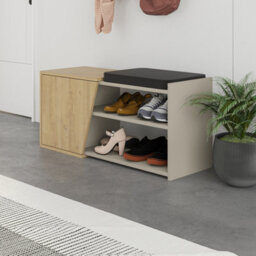 Decortie Modern Fiona Shoe Bench With Storage Space Up To 6 Pair Shoes 104.6(W)Cm Sandstone, Oak - thumbnail 6