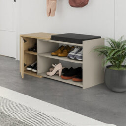Decortie Modern Fiona Shoe Bench With Storage Space Up To 6 Pair Shoes 104.6(W)Cm Sandstone, Oak - thumbnail 5