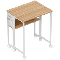 Wyld Haus Noni 63Cm Drop Leaf Writing Desk Natural Wood Finish With White Accents Expandable Desktop - thumbnail 2