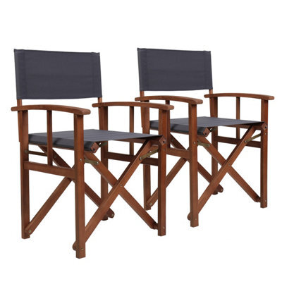 Charles Bentley Fsc Wooden Pair Of Folding Directors Chairs Grey Pop-Up Garden - image 1