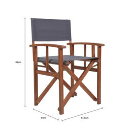 Charles Bentley Fsc Wooden Pair Of Folding Directors Chairs Grey Pop-Up Garden - thumbnail 9
