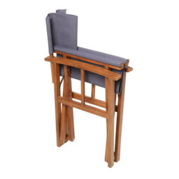 Charles Bentley Fsc Wooden Pair Of Folding Directors Chairs Grey Pop-Up Garden - thumbnail 7