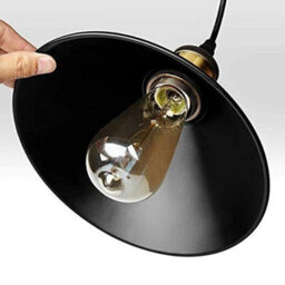 Pair Of 2 Retro Black Metal Ceiling Light Shades  22Cm Easy Fit Pendant Lamps For Living Room & Bedroom - thumbnail 5