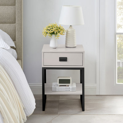 Melody Maison One Drawer Bedside Table - Elle Black Stone Range - image 1