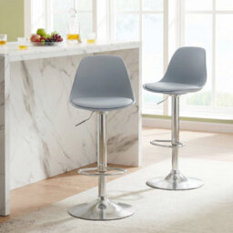 Costway Bar Stools Set Of 2 Faux Leather Counter Height Chairs With Backrests-Grey - thumbnail 7