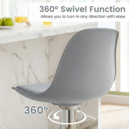 Costway Bar Stools Set Of 2 Faux Leather Counter Height Chairs With Backrests-Grey - thumbnail 4