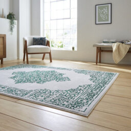 Green Silver Traditional Bordered Abstract Easy To Clean Dining Room Bedroom & Living Room Rug-120Cm X 170Cm - thumbnail 3